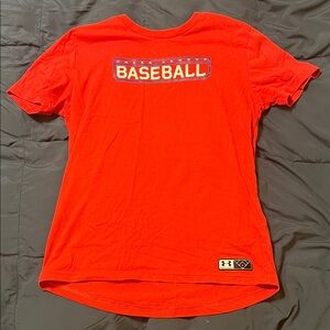 Kid’s Under Armour Bright Red Baseball Tee